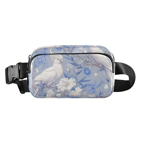 Elegante Gürteltasche mit Papageienblüte, blau, niedlich, für Damen und Herren, wasserabweisend, mit verstellbarem Gurt, für Workout, Laufen, Wandern von aidingzhi