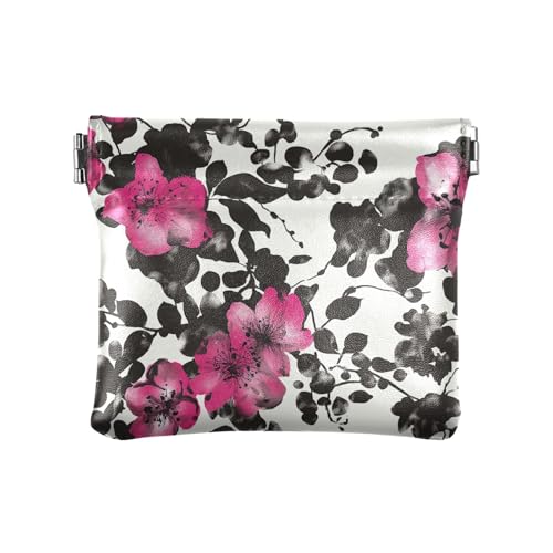 Elegante rote Blumen Schwarz Damen Leder Münzbörsen Beutel Einzigartige Mini Geldbörse Geldbörse für Frauen Mädchen Elegante rote Blumen Schwarz Damen Leder Münzbörsen Beutel Einzigartige Mini Geldbörse Geldbörse für Frauen Mädchen von aidingzhi