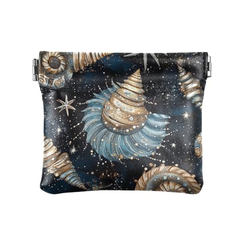 Fantasy Muscheln Damen Herren Leder Münzgeldbörsen Wasserdicht Tasche Geldbörse Make-up Tasche für Frauen Jungen Mädchen von aidingzhi