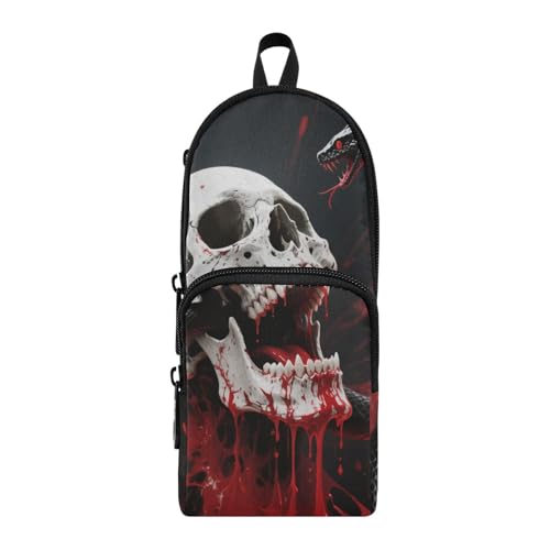 Federmäppchen mit Totenköpfen und Schlangen, Nylon, 3 Fächer, großes Federmäppchen mit Reißverschluss, großes Fassungsvermögen, Federmäppchen für Teenager, Schreibwaren-Organizer für die High School Federmäppchen mit Totenköpfen und Schlangen, Nylon, 3 Fächer, großes Federmäppchen mit Reißverschluss, großes Fassungsvermögen, Federmäppchen für Teenager, Schreibwaren-Organizer für die High School von aidingzhi