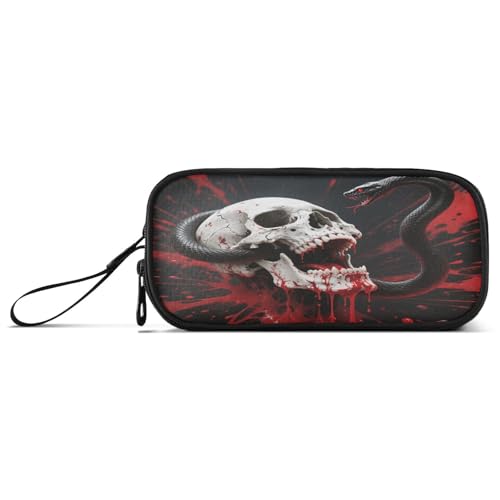 Federmäppchen mit Totenköpfen und Schlangen, Nylon, große Kapazität, Federmäppchen für Mädchen, Schreibwaren-Tasche für Grundschüler von aidingzhi