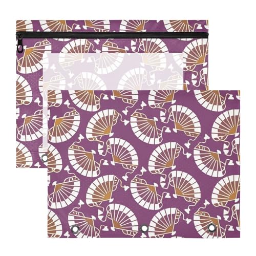 Federmäppchen mit glatten Reißverschlüssen, 3-Loch-Tasche für A4-Papier, Briefe, 2 Stück, für Lehrer zu Hause, Violett, Gold, japanischer Faltfächer Federmäppchen mit glatten Reißverschlüssen, 3-Loch-Tasche für A4-Papier, Briefe, 2 Stück, für Lehrer zu Hause, Violett, Gold, japanischer Faltfächer von aidingzhi