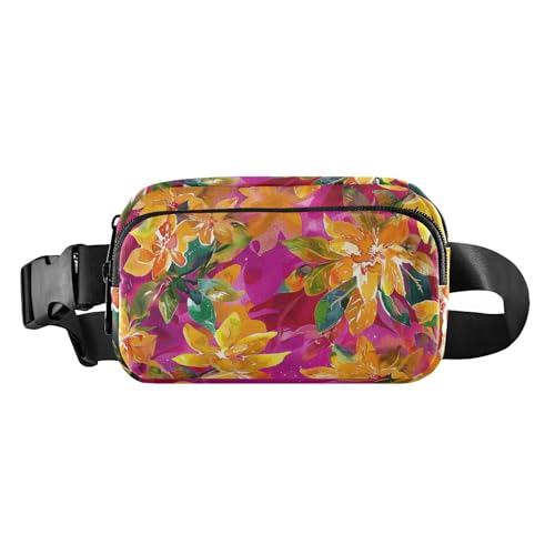 Firebush Gürteltasche mit Blumenmuster, bunt, modisch, für Herren und Damen, kleine Umhängetasche, Reisepass-Tasche mit verstellbarem Gurt, für Einkaufen, Sport, Arbeit von aidingzhi