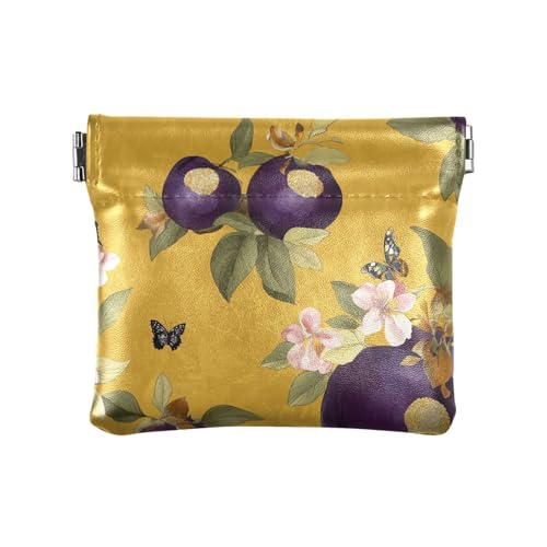 Fresh Fruit Gold Damen Leder Münzgeldbörsen Taschen Wasserdicht Kartenetuis Geld Organizer für Mädchen Damen Handtasche von aidingzhi