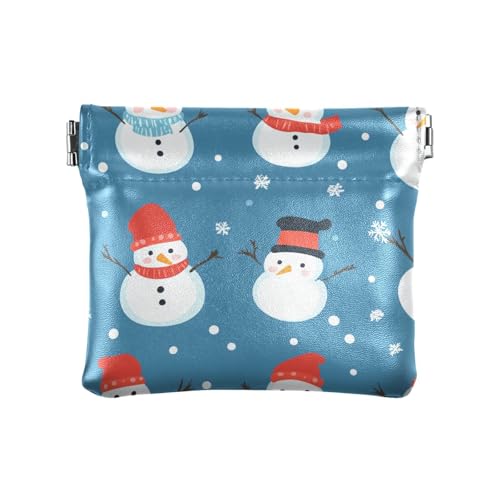 Frohe Weihnachten Schneemänner Damen PU Leder Münzbörse Niedlich Mini Geldbörse Geldbörse für Mädchen Frauen Damen von aidingzhi