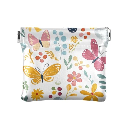 Frühlings-Geldbörse aus Leder, bunt, frische Schmetterlinge, wasserdicht, mit Verschluss, für Damen, Jungen, Mädchen von aidingzhi