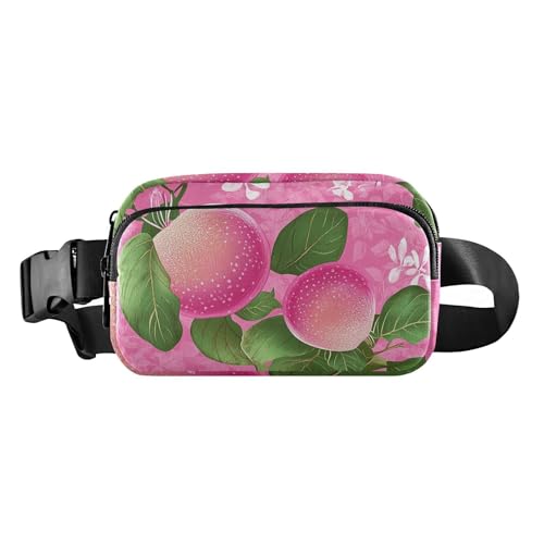 Fruits Pfirsichfarbene Umhängetasche, Hüfttasche für Damen und Herren, kleiner Brustgürtel, Bauchtasche mit verstellbarem Gurt für Reisen, Einkaufen, Laufen von aidingzhi