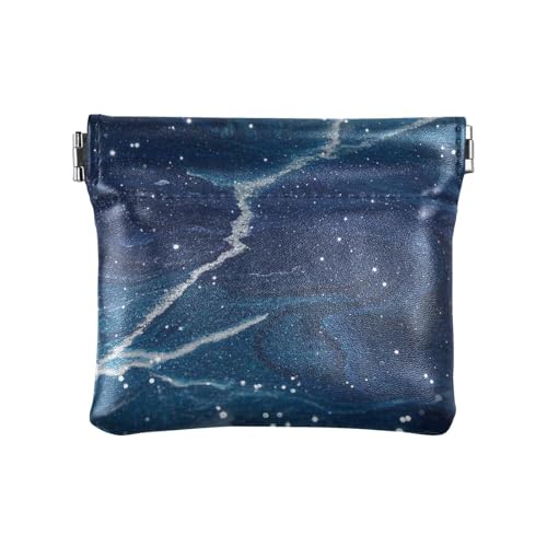 Gefälschte Geldbörse aus Leder mit Glitzer-Marmorierung, Blau, Universum, klein, tragbar, Mini-Kartenhalter, Geldbörse für Mädchen und Damen von aidingzhi