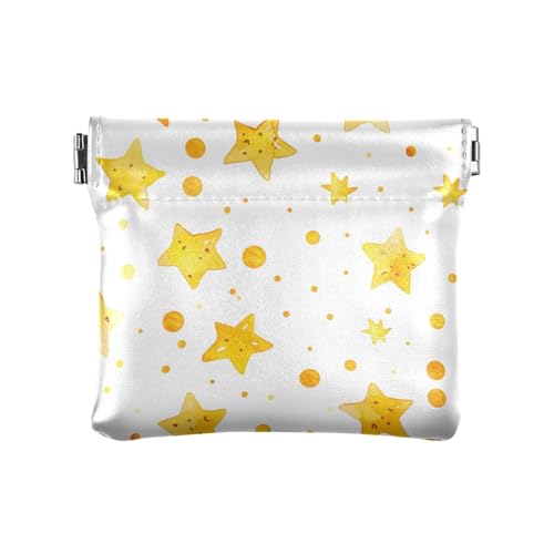 Gelber Stern Bubble Damen Herren Leder Münzgeldbörsen ausgefallene Kosmetiktasche für Damen Jungen Mädchen von aidingzhi