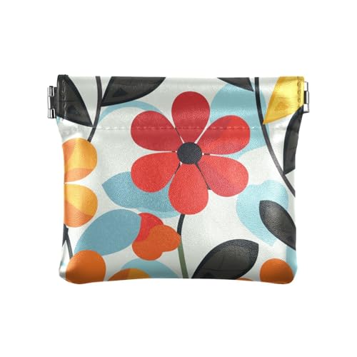 Geldbörse aus Leder, Retro-Blumen, für Damen und Herren, ausgefallene Kleingeldtasche, Karten-Organizer für Damen von aidingzhi