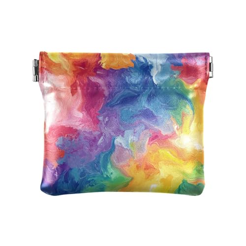 Geldbörse aus Leder in Regenbogenfarben, Batik-Muster, für Damen und Herren, wasserdicht, mit Verschluss, Kartenhalter für Damen von aidingzhi