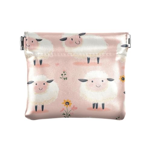 Geldbörse für Damen, Cartoon-Schaf, Pfirsich, Leder, tragbar, Make-up-Tasche für Männer und Frauen, Cartoon-Schaf, Pfirsich, Dekoration von aidingzhi