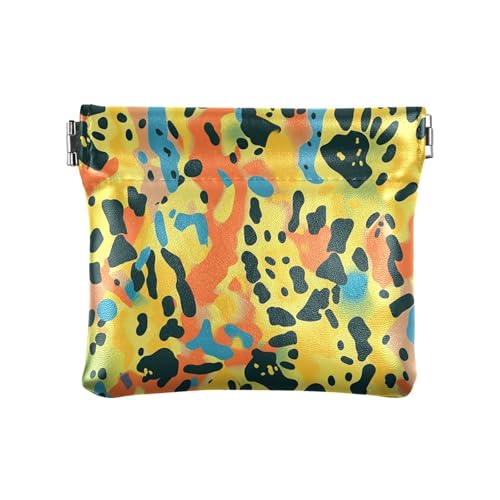 Geldbörse für Damen, Leder, Leopardenmuster, Orange / Schwarz von aidingzhi