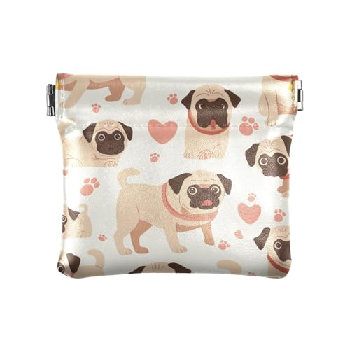 Geldbörse für Damen, Motiv: Mops, Cartoon, Pastellfarben, Leder, Münzgeldbörse für Männer und Frauen von aidingzhi