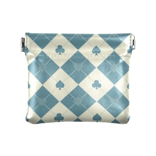 Geldbörse für Damen und Herren, Leder, wasserdicht, Mini-Geldbörse, Blau / Beige von aidingzhi