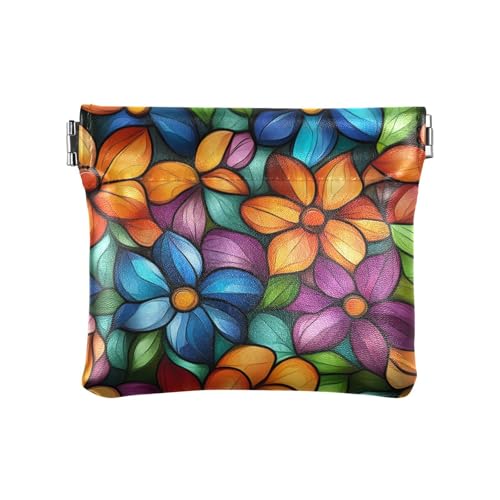 Geldbörse mit Blumenmuster, Buntglas-Stil, Leder, tragbar, Schmuck für Männer und Frauen von aidingzhi