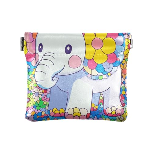 Geldbörse mit niedlichem Elefant, Boho, Blumen, PU-Leder, ausgefallener Schmuck für Männer und Frauen von aidingzhi