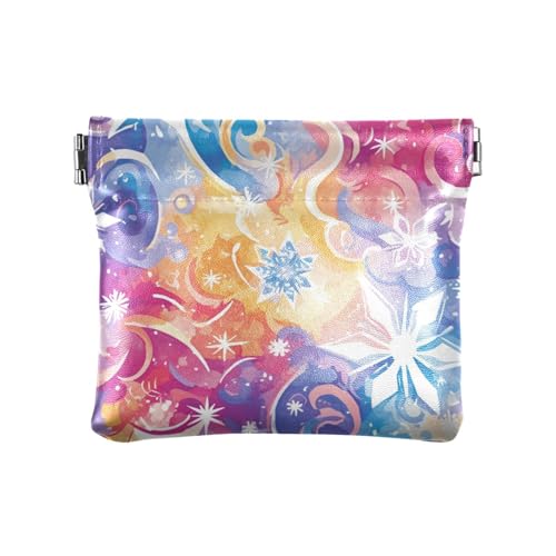 Glänzende bunte Schneeflocken, PU-Leder, kleine Münzen, niedlicher Schmuck-Organizer für Männer und Frauen, Reisen von aidingzhi