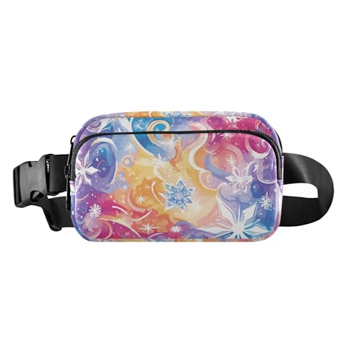 Glänzende bunte Schneeflocken, modische Umhängetasche, Hüfttasche für Damen, Herren, Teenager, große Kapazität, Bauchtasche, Gürtel mit verstellbarem Riemen, für Einkaufen, Sport, Arbeit von aidingzhi