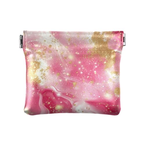 Goldene Pfirsich-Wellen Marmor Damen Herren Leder Münzgeldbörsen Wasserdicht Kleingeldbörse für Frauen Jungen Mädchen von aidingzhi