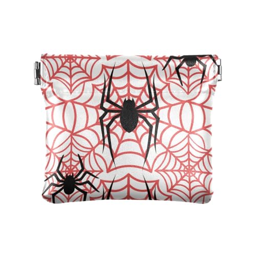 Goth Geldbörse für Damen, Leder, Spinnenmotiv, Rot / Schwarz von aidingzhi