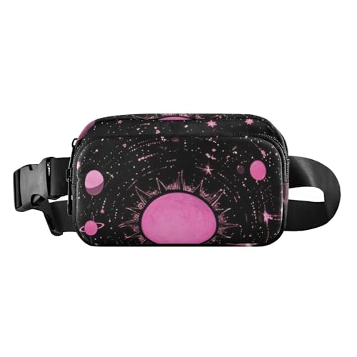 Gothic Pink Planet Astrologie Süße Umhängetasche Hüfttaschen für Damen Herren Große Kapazität Brustgurt Bauchtasche mit verstellbarem Gurt für Reisen Einkaufen Laufen von aidingzhi