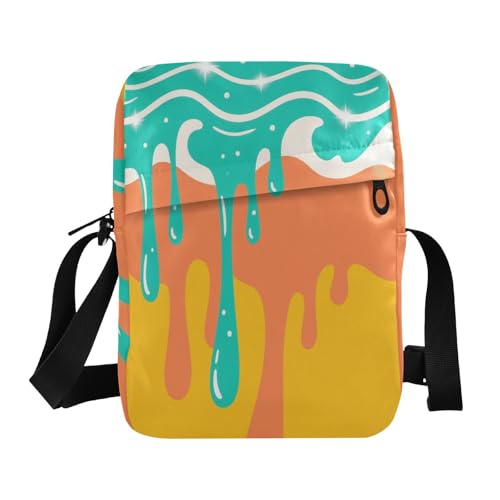 Graffiti Art Messenger-Tasche, Umhängetasche, Umhängetasche, verstellbarer Riemen, für Freizeiteinkäufe, Orange / Grün von aidingzhi