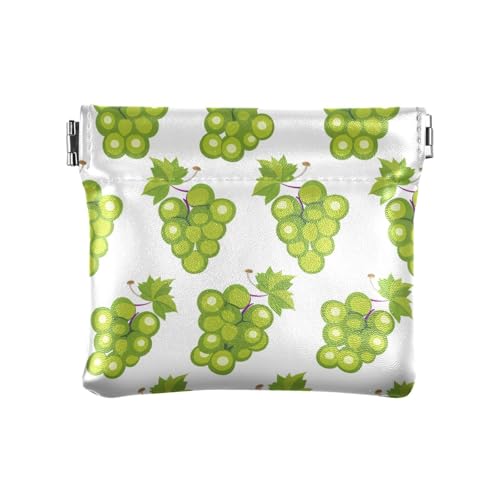 Grape Cute Cartoon PU Leder Kleine Münzbörse Wasserdicht Mini Kartenhalter Geldbörse für Frauen, Traube süßer Cartoon, Dekoration von aidingzhi