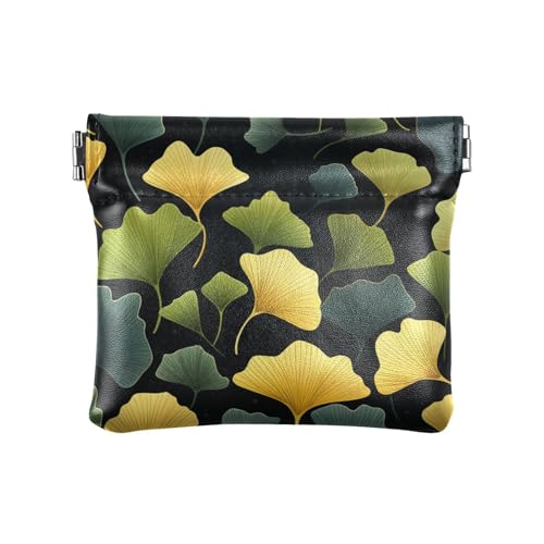Green Ginkgo Leaf Damen Leder Münzgeldbörse Tragbarer Kartenhalter für Frauen Mädchen, Grünes Ginkgoblatt, Dekoration von aidingzhi