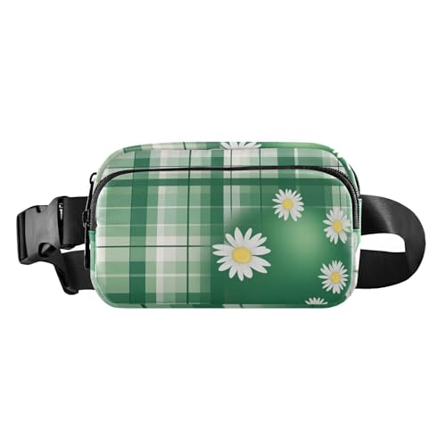 Grüne Buffalo Plaid Daisy Egg Modische Bauchtasche für Damen und Herren, wasserdichte Crossbody-Gürteltasche mit verstellbarem Riemen für Radfahren, Wandern, Fitnessstudio von aidingzhi