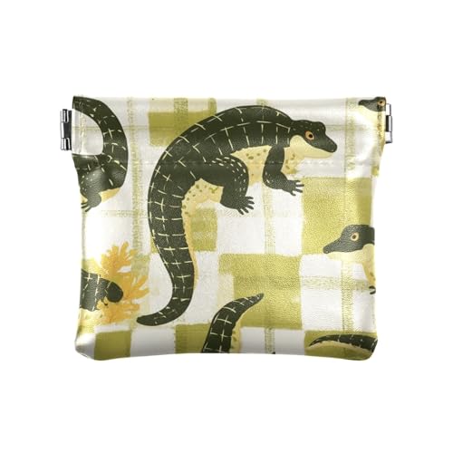 Grüne Krokodil-Plaids Damen-Geldbörse aus Leder, wasserdicht, Mini-Kosmetiktasche für Männer und Frauen auf Reisen, Grüne Krokodil-Plaids, Dekoration von aidingzhi