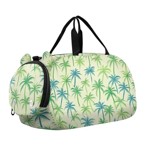 Grüne Palmen Sommer Kleine Turnbeutel mit Schuhfach Multifunktionale Reisetasche für Strand Schwimmen Taschen Pool Sport, Grüne Palmen für den Sommer von aidingzhi