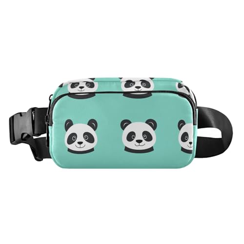 Gürteltasche für Damen und Herren, Motiv: Panda-Cartoon, niedlich, Mini-Laufgürteltasche mit verstellbarem Riemen für Reisen, Laufen, Wandern, Türkis von aidingzhi