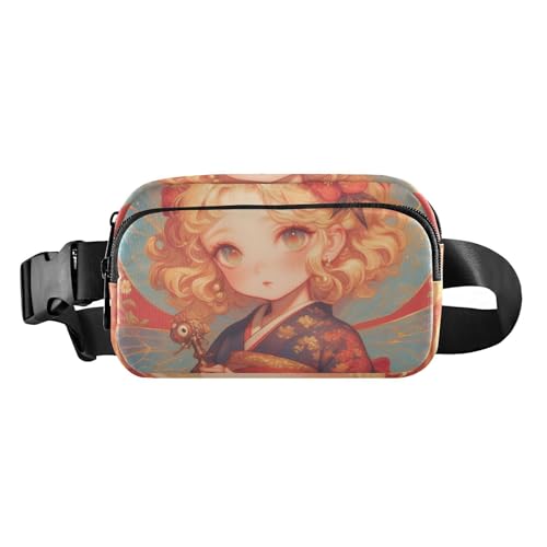 Gürteltasche im Retro-Stil mit Libellen-Anime-Motiv, für Herren und Damen, große Kapazität, Crossbody-Tasche, Anti-Diebstahl, Hüfttasche mit verstellbarem Gurt, für Einkaufen, Sport, Arbeit von aidingzhi