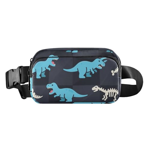 Gürteltasche mit Dinosaurier-Totenkopfmotiv, für Herren und Damen, kleine Gürteltasche mit verstellbarem Riemen, für Radfahren, Wandern, Fitnessstudio, Blau von aidingzhi