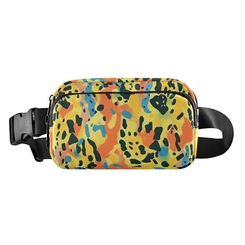 Gürteltasche mit Leopardenmuster, Orange / Schwarz, modische Bauchtasche für Damen, Herren, Teenager, große Kapazität, Croose-Body mit verstellbarem Riemen für Reisen, Urlaub, Laufen von aidingzhi