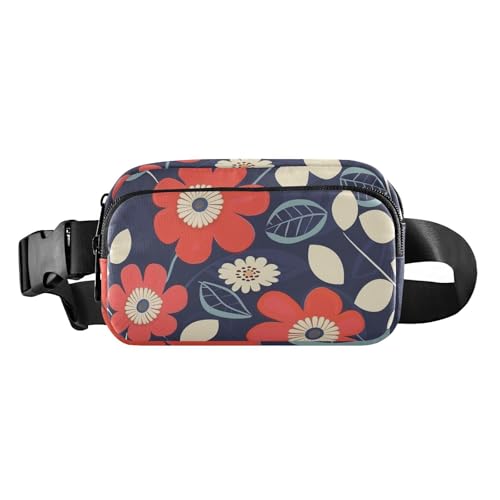 Gürteltasche mit Retro-Blumen, für Damen und Herren, wasserabweisend, mit verstellbarem Gurt, für Workout, Laufen, Wandern von aidingzhi