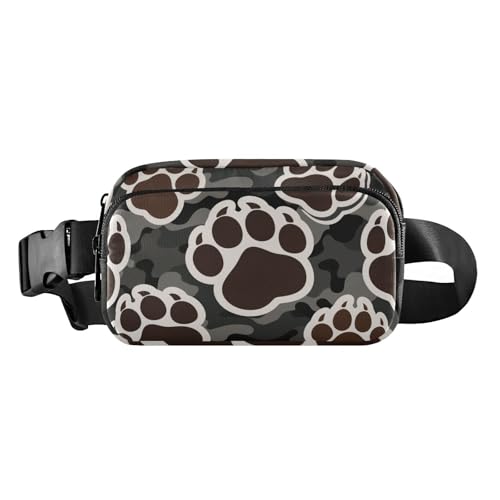 Gürteltasche mit Tierfußabdruck, Bär, schwarz, kaffeefarben, trendig, für Damen und Herren, wasserdicht, mit verstellbarem Gurt, für Reisen, Urlaub, Laufen Gürteltasche mit Tierfußabdruck, Bär, schwarz, kaffeefarben, trendig, für Damen und Herren, wasserdicht, mit verstellbarem Gurt, für Reisen, Urlaub, Laufen von aidingzhi