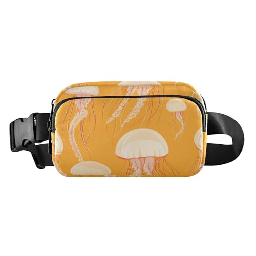 Gürteltasche mit gelben Quallen, schlicht, trendig, für Damen und Herren, wasserabweisend, Crossbody-Tasche mit verstellbarem Gurt, für Reisen, Fitnessstudio, Arbeit von aidingzhi