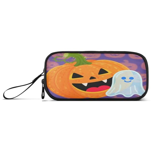Halloween-Federmäppchen mit niedlichen Kürbissen und Geistern, Nylon, große Kapazität, Federmäppchen für Mädchen, Schule, Schreibwaren für College, Erwachsene von aidingzhi