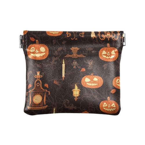 Halloween Schwarz Orange PU Leder Kleine Münzen Tragbare Kartenetuis Geld Organizer für Frauen von aidingzhi
