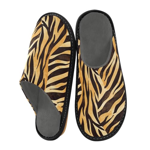 Hausschuhe für Damen, Hausschuhe, Memory-Schaum, warm, gemütlich, Goldfarbenes schwarzes Tierfell-Tigerfell, 44/45 EU Hausschuhe für Damen, Hausschuhe, Memory-Schaum, warm, gemütlich, Goldfarbenes schwarzes Tierfell-Tigerfell, 44/45 EU von aidingzhi