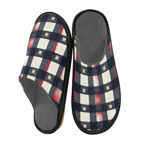 Hausschuhe für Damen und Herren, Hausschuhe, Memory-Schaum, gemütlicher Hausschuh für Damen, Buffalo Plaid Check Navy Blue, 44/45 EU Hausschuhe für Damen und Herren, Hausschuhe, Memory-Schaum, gemütlicher Hausschuh für Damen, Buffalo Plaid Check Navy Blue, 44/45 EU von aidingzhi
