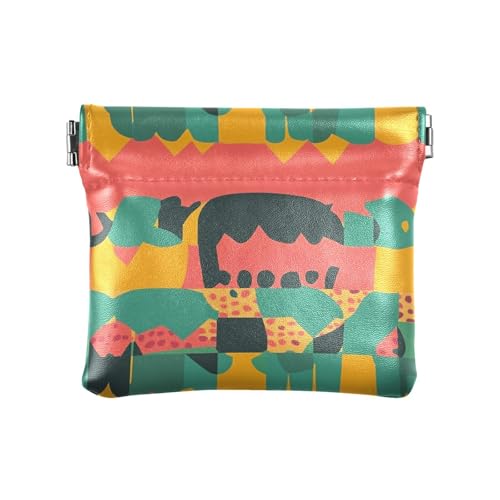 Hippo Geldbörse für Damen, geometrischer Stil, Leder, wasserdicht, Make-up-Tasche, Wechselgeldbörse für Damen, Jungen, Mädchen von aidingzhi