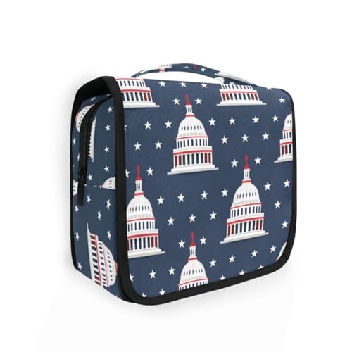 House Design Star 4. Juli Unabhängigkeitstag Kosmetiktasche mit Haken zum Aufhängen, große Kosmetiktaschen für Damen, mit Fächern und Griff von aidingzhi