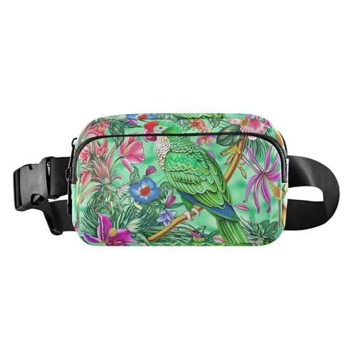 Hüfttasche im Boho-Stil mit Blumenmuster, tropischer Papageien-Stil, Umhängetasche für Damen und Herren, Mehrzweck-Brusttasche mit verstellbarem Gurt, für Radfahren, Wandern, Fitnessstudio von aidingzhi