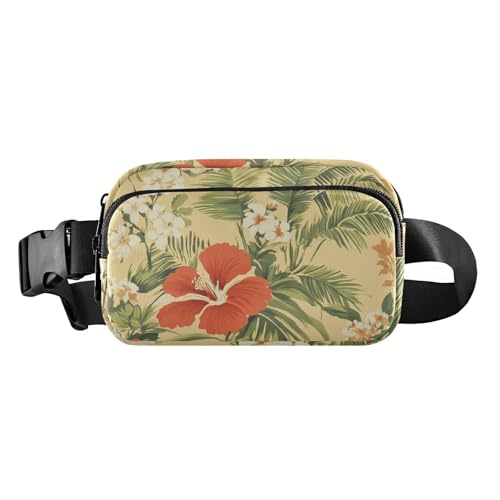 Hüfttasche mit tropischen Blumen, Retro, für Damen, Herren, Teenager, kleine Umhängetasche mit verstellbarem Riemen für Radfahren, Wandern, Fitnessstudio von aidingzhi