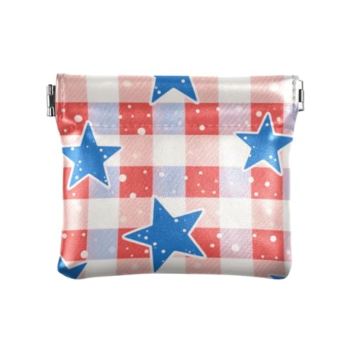 Independence Day Buffalo Stars Damen Herren Leder Münzgeldbörsen Tragbare Mini-Kartenhalter Geldbörse für Frauen von aidingzhi