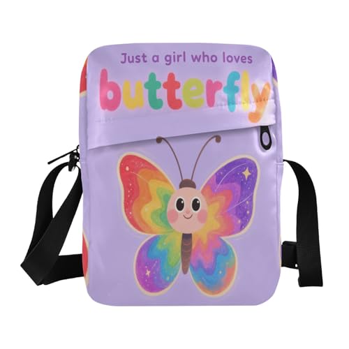 Just A Girl Who Loves Butterfly Messenger Bag für Damen, Crossbody-Tasche, verstellbarer Riemen für Reisen, Reisen von aidingzhi