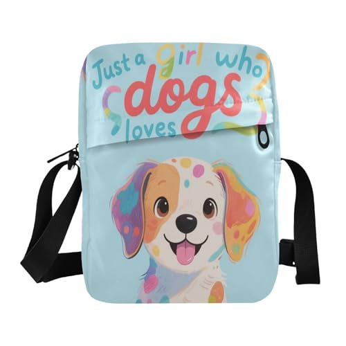 Just A Girl Who Loves Dogs Messenger Bag Crossbody Herren Umhängetasche Crossbody Geldbörse Verstellbarer Riemen für Schule Freizeit von aidingzhi